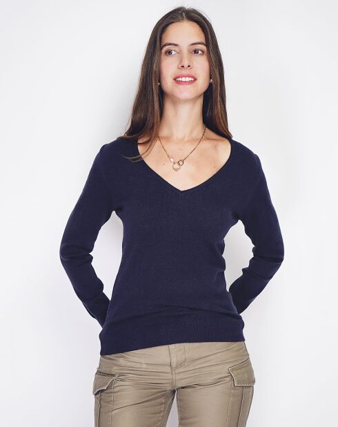 Pull en Cachemire mélangé  Jina bleu nuit