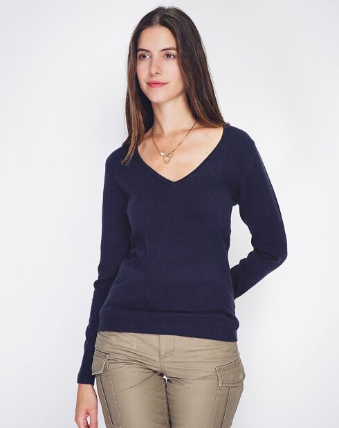 Pull en Cachemire mélangé  Jina bleu nuit