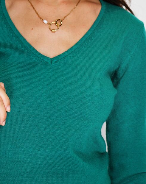 Pull en Cachemire mélangé  Jina vert amazone