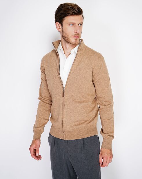 Gilet en Cachemire mélangé Maey camel foncé