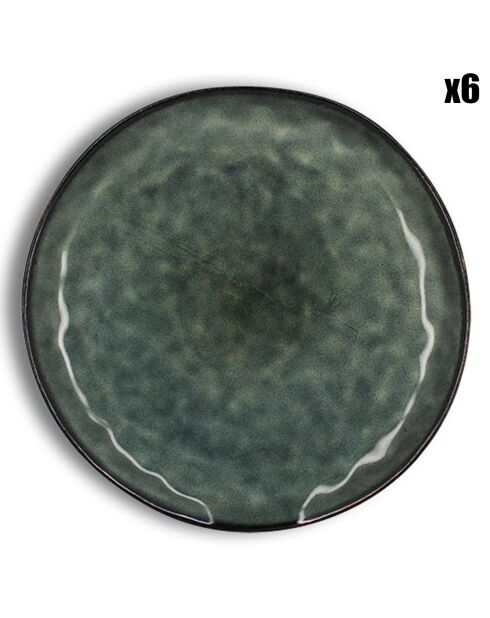 6 Assiettes Plates Grenada vertes - D.29x15 cm