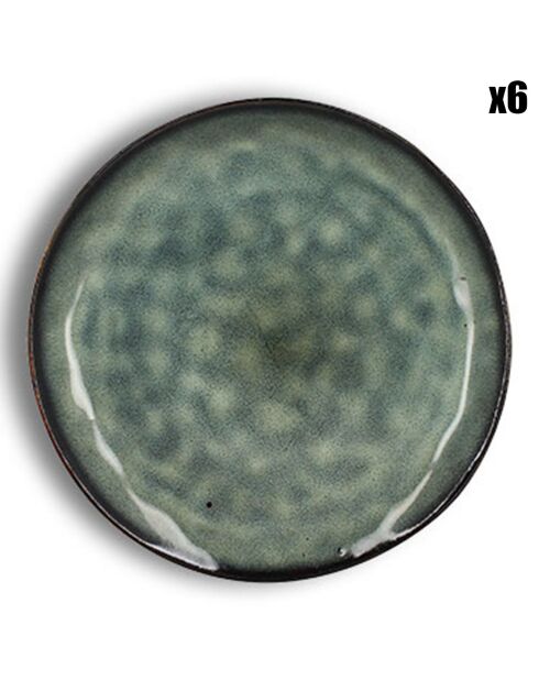 6 Assiettes Dessert Grenada vertes - D.21x10.5 cm