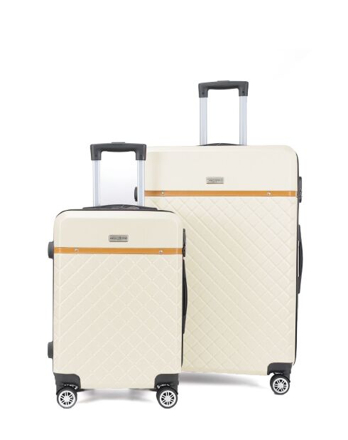 2 Valises 4 roues doubles Odéon 65/75 cm crème
