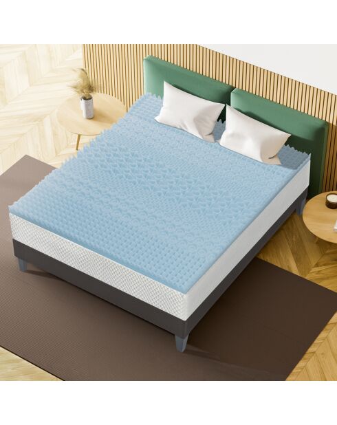Surmatelas Gel Refresh à Mémoire de forme + Zonage confort bleu - 140x190 cm