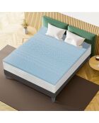 Surmatelas Gel Refresh à Mémoire de forme + Zonage confort bleu  - 160x200 cm