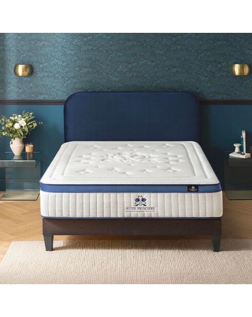 Ensemble Suite Princière Matelas Micro-ressorts + Sommier blanc/gris anthracite - 140X200 cm