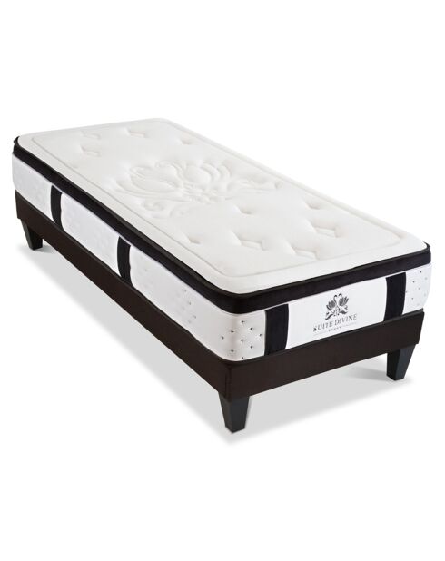 Ensemble Suite Divine Matelas Mémoire de forme + Sommier blanc - 90x200 cm