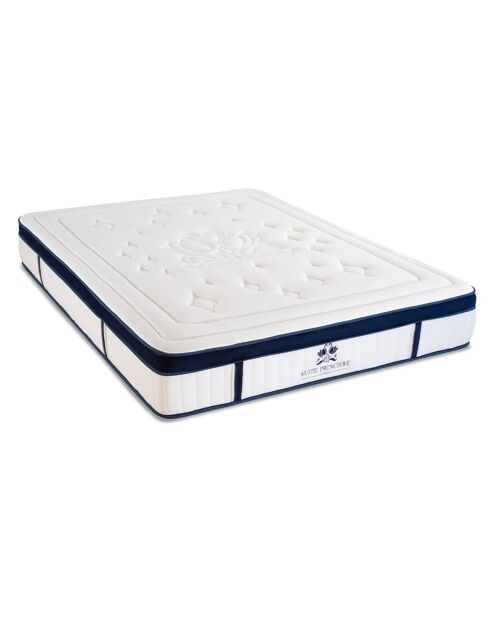 Ensemble Suite Princière Matelas Micro-ressorts + Sommier blanc/gris anthracite - 90x190 cm