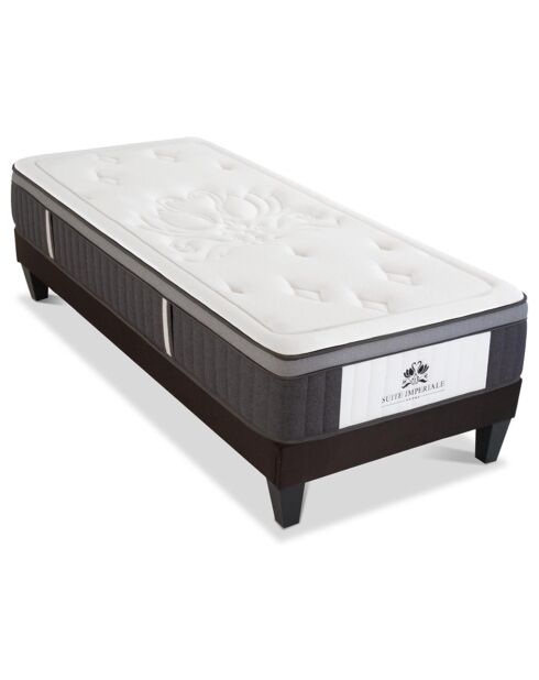 Ensemble Suite Impériale Matelas Ressorts ensachés + Sommier blanc/gris anthracite - 90x200 cm