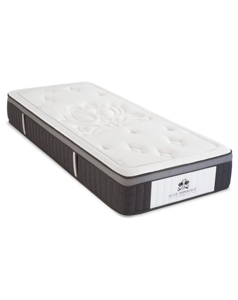 Ensemble Suite Impériale Matelas Ressorts ensachés + Sommier blanc/gris anthracite - 90x200 cm