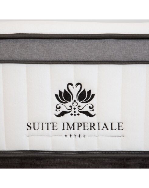 Ensemble Suite Impériale Matelas Ressorts ensachés + Sommier blanc/gris anthracite - 90x200 cm