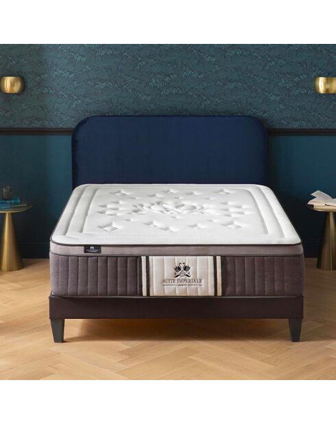 Imperial Suiteset Pocketveringmatras + bedbodem wit/antracietgrijs - 140x190 cm