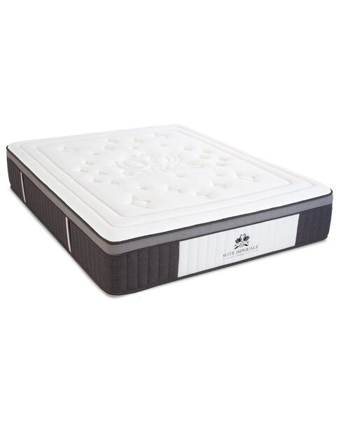 Imperial Suiteset Pocketspringmatras + bedbodem wit/antracietgrijs - 140x200 cm