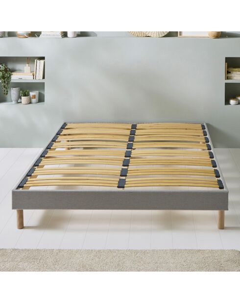 Sommier en bois Capitole gris clair - 140x190 cm