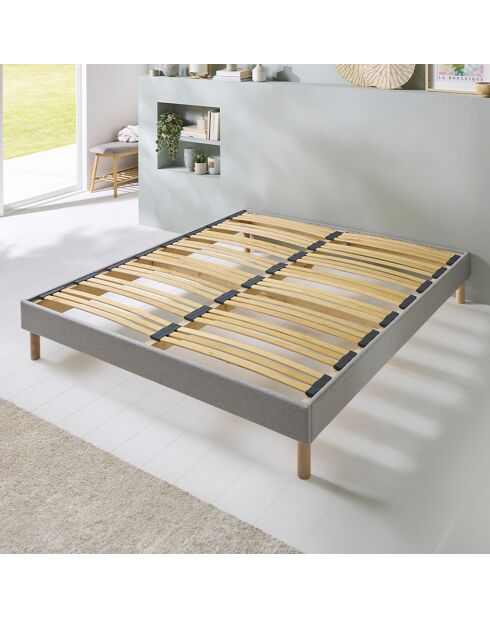 Sommier en bois Capitole gris clair - 140x190 cm