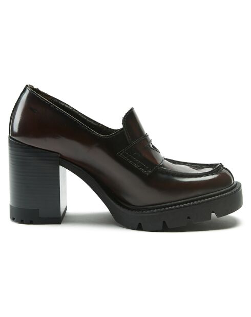 Mocassini Inès in pelle bordeaux - tacco 9 cm