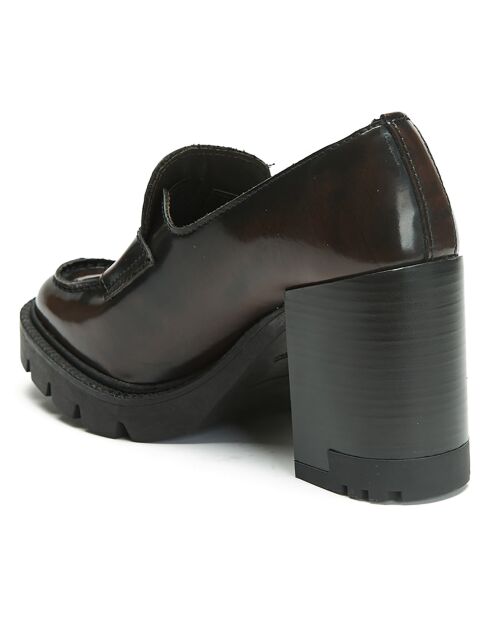 Mocassini Inès in pelle bordeaux - tacco 9 cm