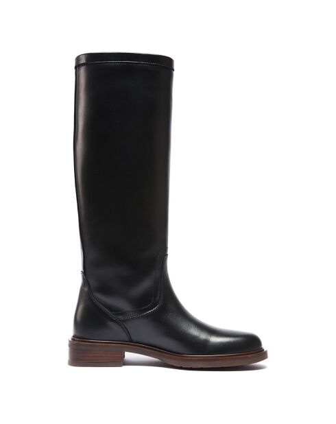 Bottes en Cuir Louise noir/marron