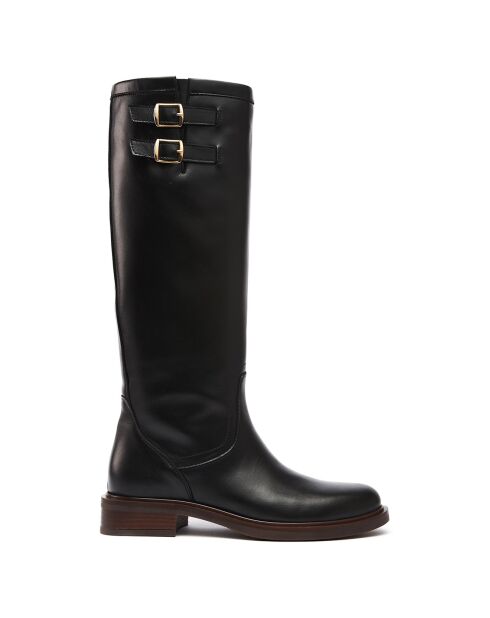 Bottes en Cuir Louise noir/marron