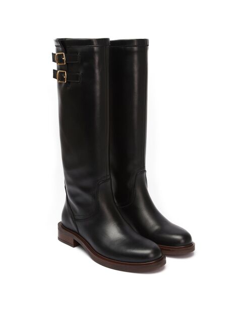 Bottes en Cuir Louise noir/marron