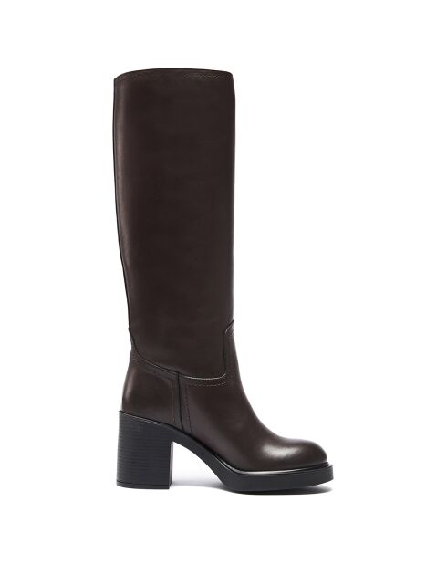 Bottes en Cuir Justine marron - Talon 8 cm