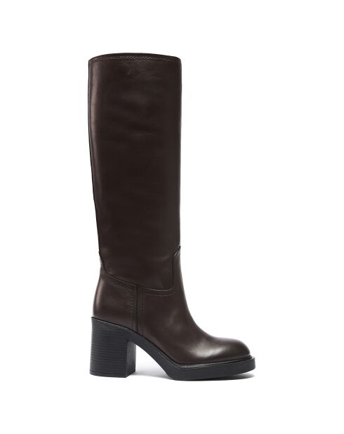 Bottes en Cuir Justine marron - Talon 8 cm