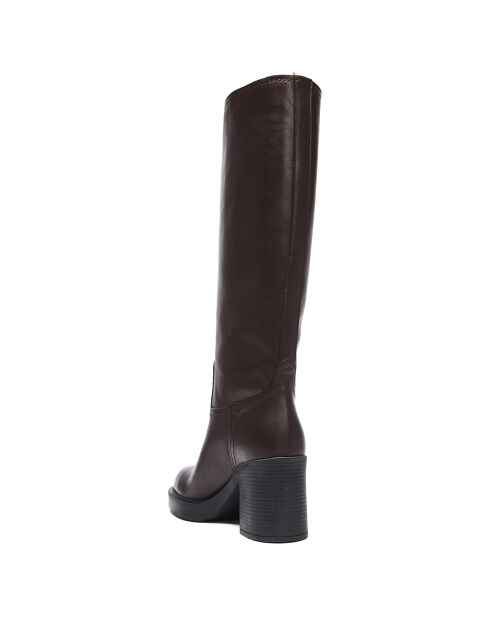 Bottes en Cuir Justine marron - Talon 8 cm