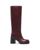 Bottes en Cuir Justine bordeaux - Talon 8 cm