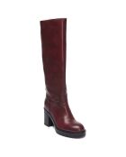 Bottes en Cuir Justine bordeaux - Talon 8 cm