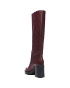 Bottes en Cuir Justine bordeaux - Talon 8 cm