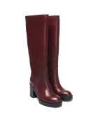 Bottes en Cuir Justine bordeaux - Talon 8 cm