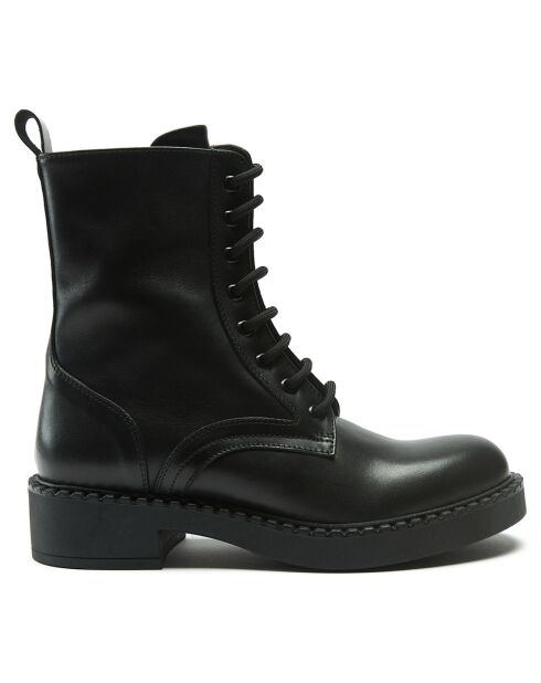 Boots en Cuir Gabrielle noires - Talon 4 cm