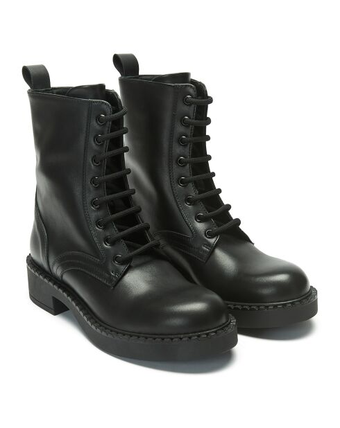 Boots en Cuir Gabrielle noires - Talon 4 cm