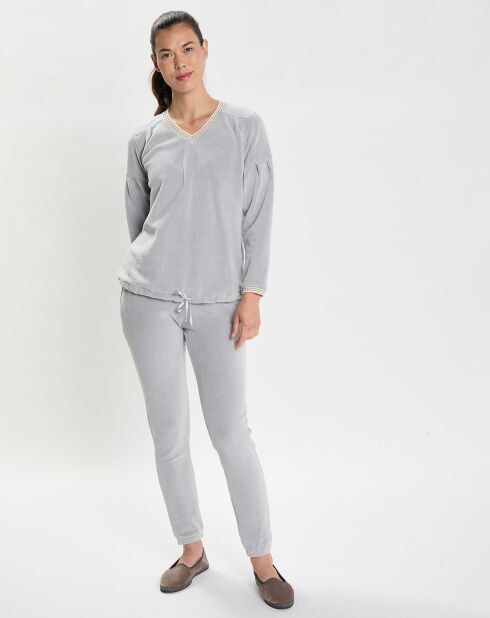 Ensemble Homewear en Micropolaire Comfy  gris chiné