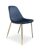 Défectueux - 2 Chaises en Velours Zack bleu roi - 55x48x80 cm