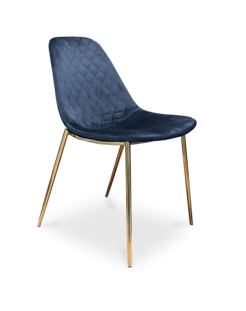 Défectueux - 2 Chaises en Velours Zack bleu roi - 55x48x80 cm