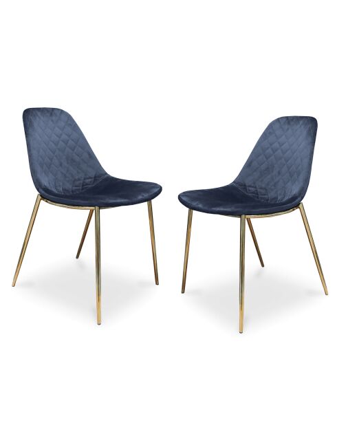 Défectueux - 2 Chaises en Velours Zack bleu roi - 55x48x80 cm