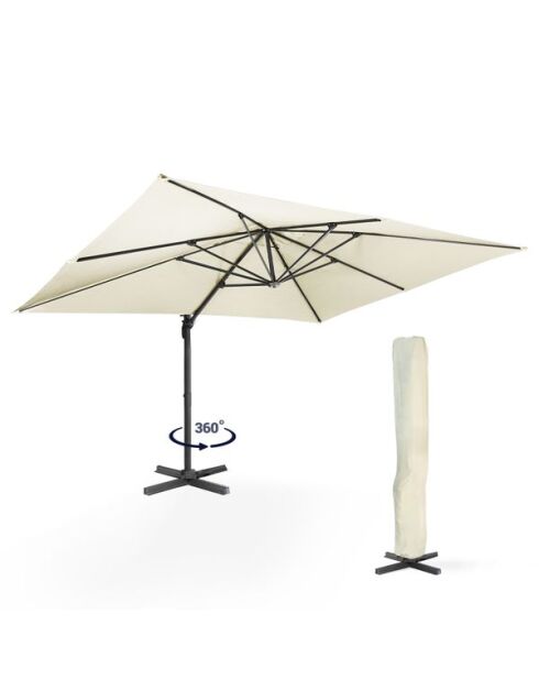 Parasol 360° rectangle créme 4x3m avec housse