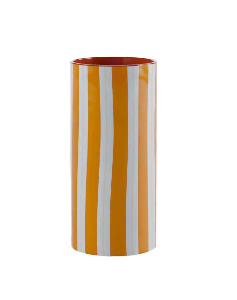 ORLANDO MEDIUM - Vase cylindrique à rayures orange, modèle medium