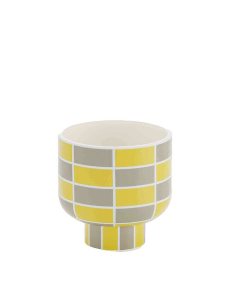 VERSAILLES - Vase céramique motif damier jaune