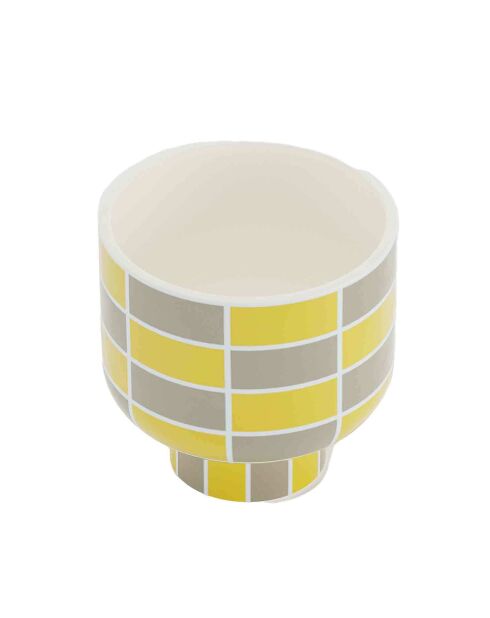 VERSAILLES - Vase céramique motif damier jaune