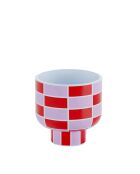 VERSAILLES - Vase céramique motif damier rouge