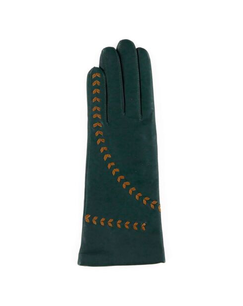 Gants en Cuir d'Agneau doublure Cachemire Chelsea vert patine