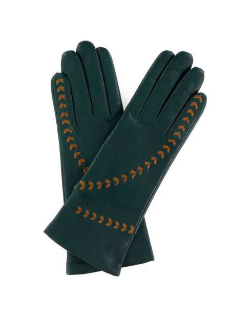 Gants en Cuir d'Agneau doublure Cachemire Chelsea vert patine