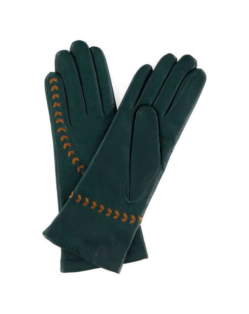 Gants en Cuir d'Agneau doublure Cachemire Chelsea vert patine