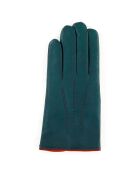 Gants en Cuir d'Agneau doublure Cachemire Gt Paris bleu verdâtre/rostrot