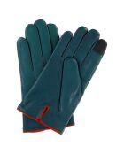 Gants en Cuir d'Agneau doublure Cachemire Gt Paris bleu verdâtre/rostrot