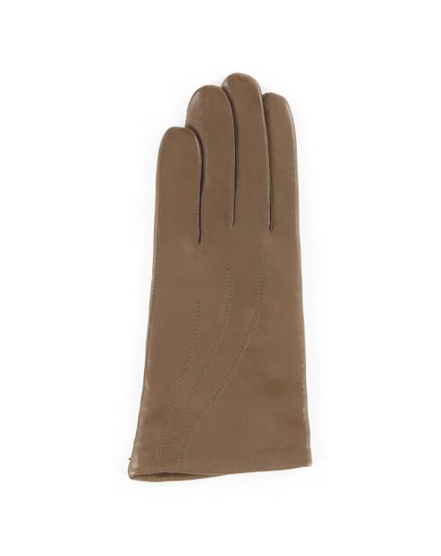 Gants en Cuir d'Agneau doublure Laine Waves chameau