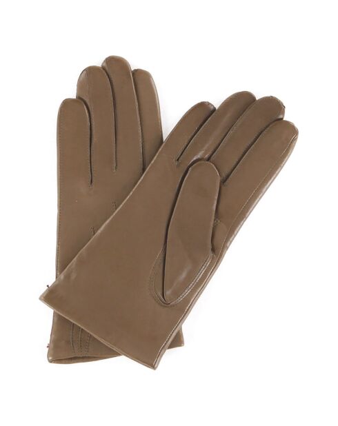 Gants en Cuir d'Agneau doublure Laine Waves chameau