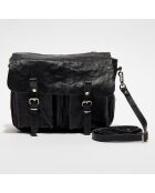 Sac Mini Maths Cuir Wash noir  18x26x8 cm